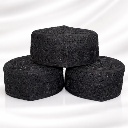 Men’s Topi - Black & White Net Low – Islamic Prayer Cap